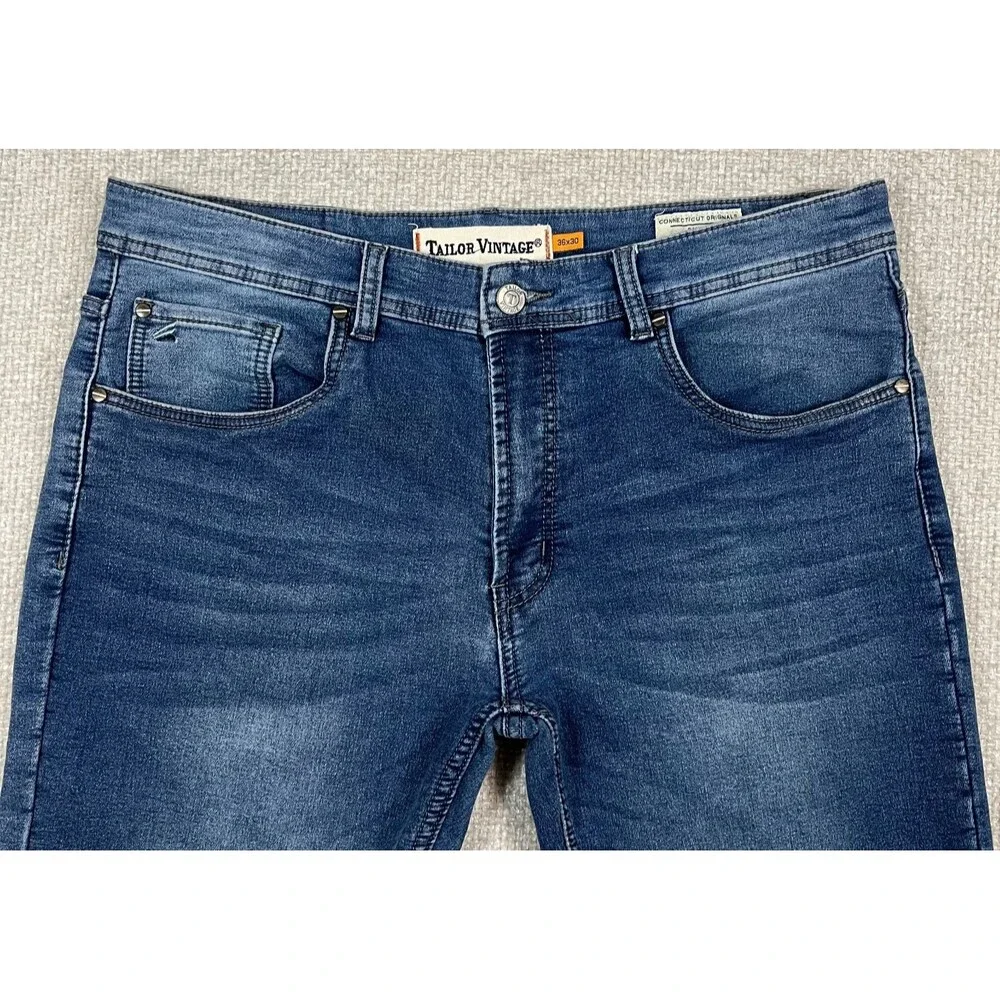 Taylor Vintage Jeans Canaan Slim Fit Men's 36x30 (Measured 36x29) Stretch Blue